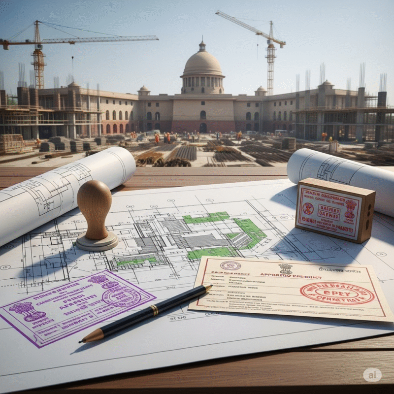 Construction permits and building approvals documentation for Indian construction projects