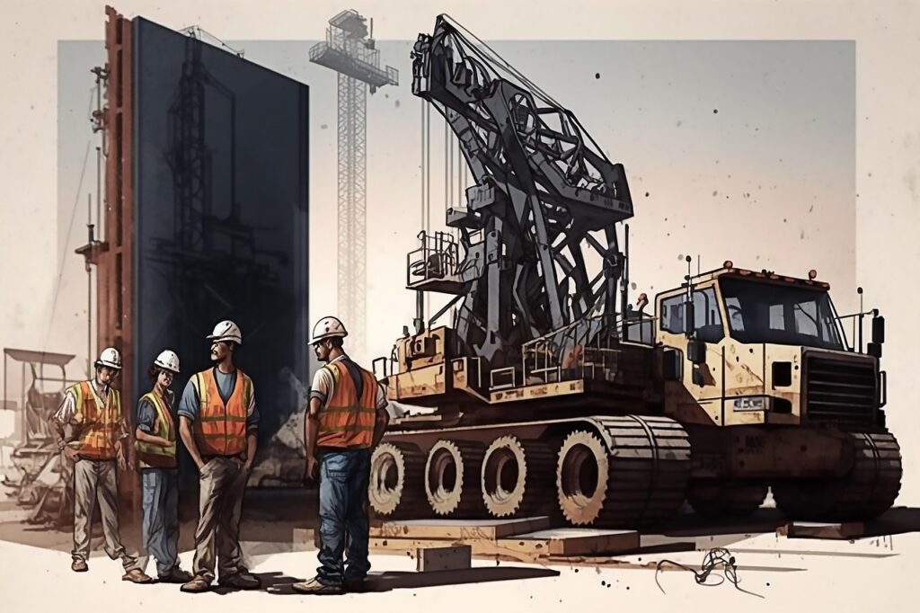 Construction project with heavy machinery