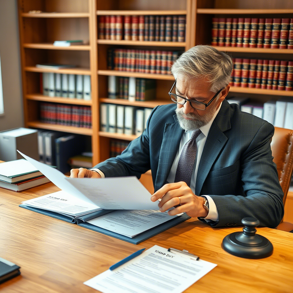 Legal professional conducting land title verification process