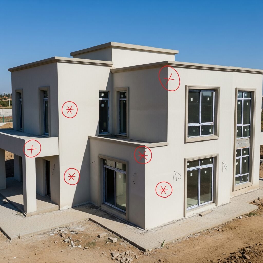 Semi finished villa project highlighting the defects in the construction due to quality lapses and mistakes