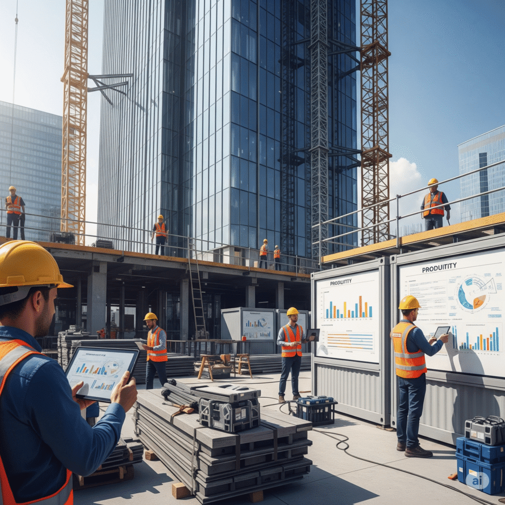 Display boards presented in a construction site