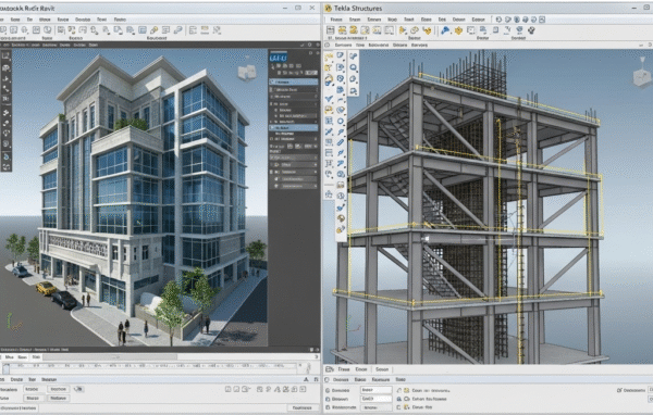 Popular BIM software interfaces showing Indian construction projects